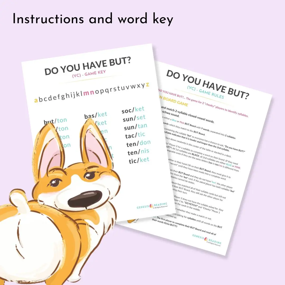 Do You Have But by Genesis Reading - Vowel game similar to bingo by Genesis Reading