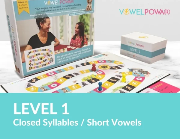 Vowel Powa(r) Level 1 - Closed Syllables and Short Vowels - Educational Board Game by Genesis Reading