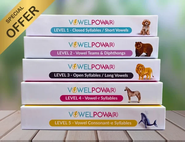 VOWEL POWA(R)™ Game Bundle Levels 1-5 to help dyslexic learners to read